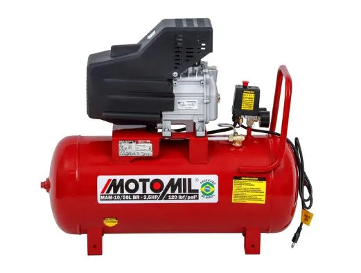 Motocompressor MAM 10/50BR 2,5HP 120 PSI e 50L Bivolt Motomil + Kit de Pintura