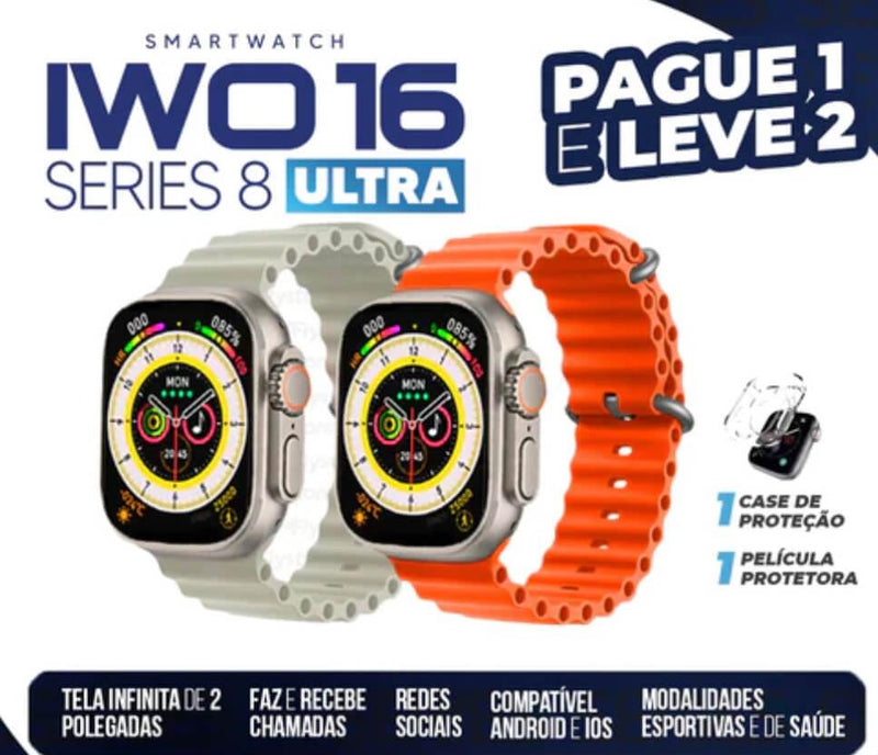 PROMOÇÃO: Compre 1 e leve 2: Smartwatch IWO 16 Serie 8 Ultra - AF Tech Store Ltda Me